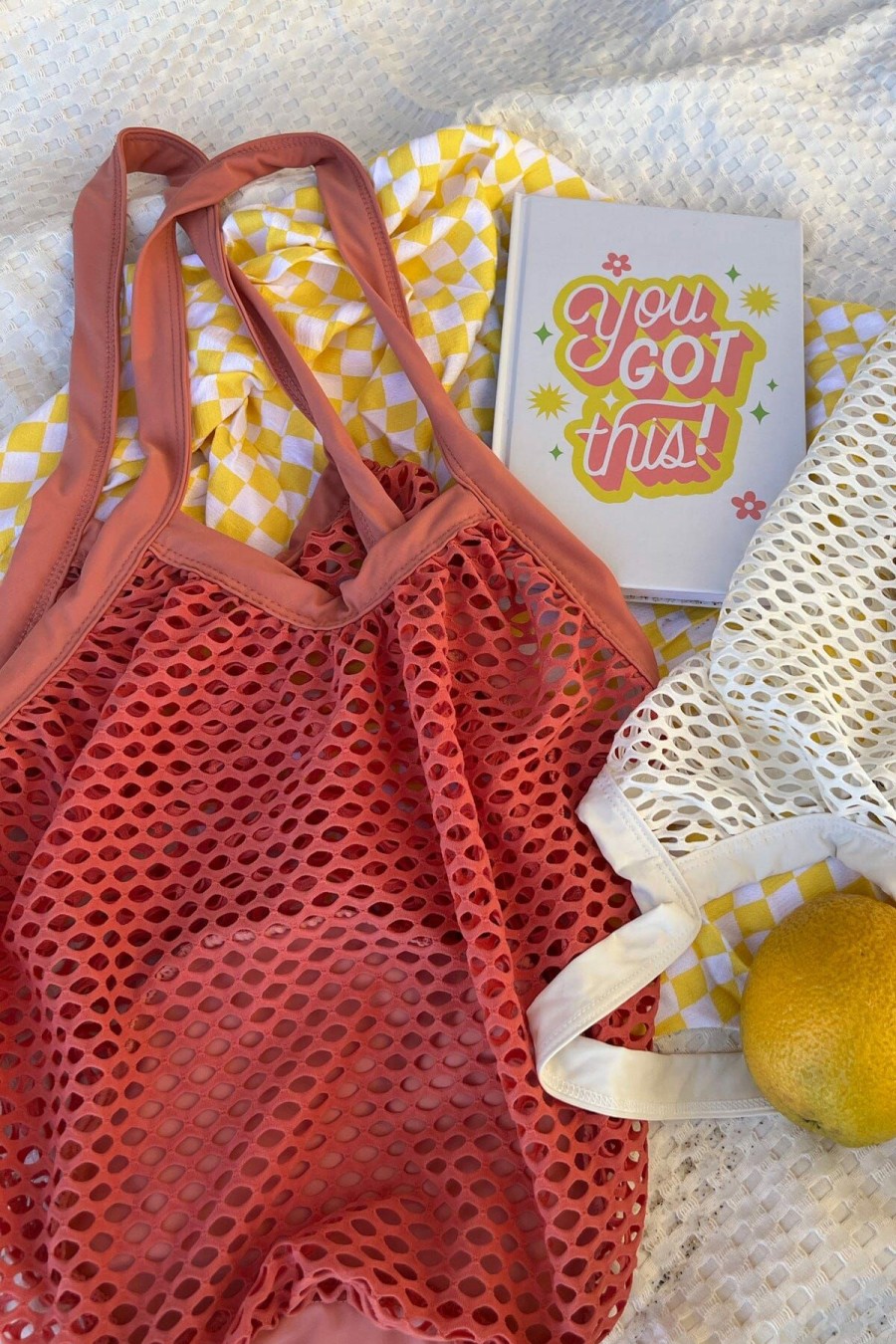 Fresh Picks * | Deals Dippin' Daisy'S Upcycled Goodies Net Bag Coral Coral Coral