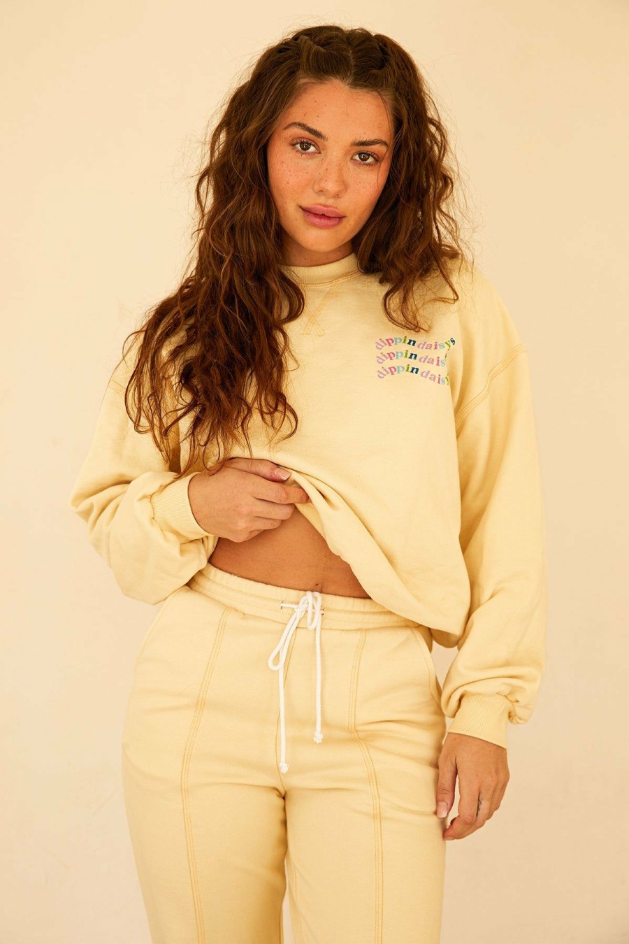 Fresh Picks * | Wholesale Dippin' Daisy'S Dd Wave Crewneck Vanilla Vanilla